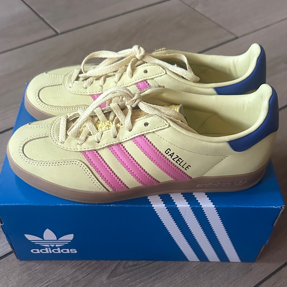 RARE Adidas Gazelle Yellow and Pink Sneakers Women’s Size 7